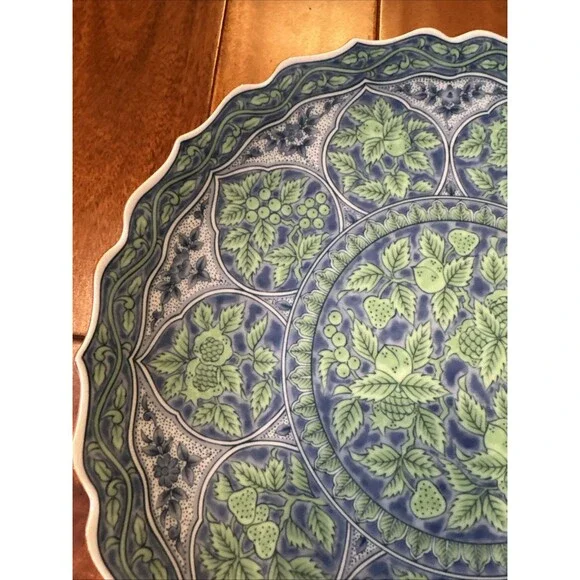 Vintage Maebata China Plate Qinghua Midoriaya Pattern Chinese Asian 12” - Picture 2 of 9
